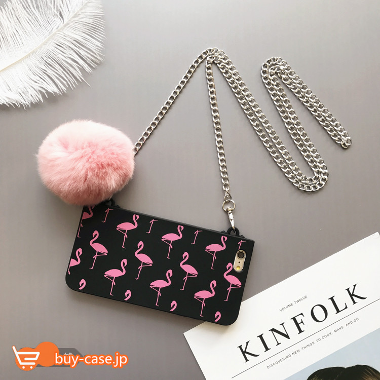 �l�C iphone8/7s/6s �P�[�X�؍��t���~���Sflamingo�o�b�O�^6splus���A�C�t�H��7plus�V���R�����g�уJ�o�[�����S���6plus�\�t�g�P�[�X�ϏՌ������s���N�ӂ�ӂ�ыʕt���`�F�[���t���V�����_�[�΂ߊ|��